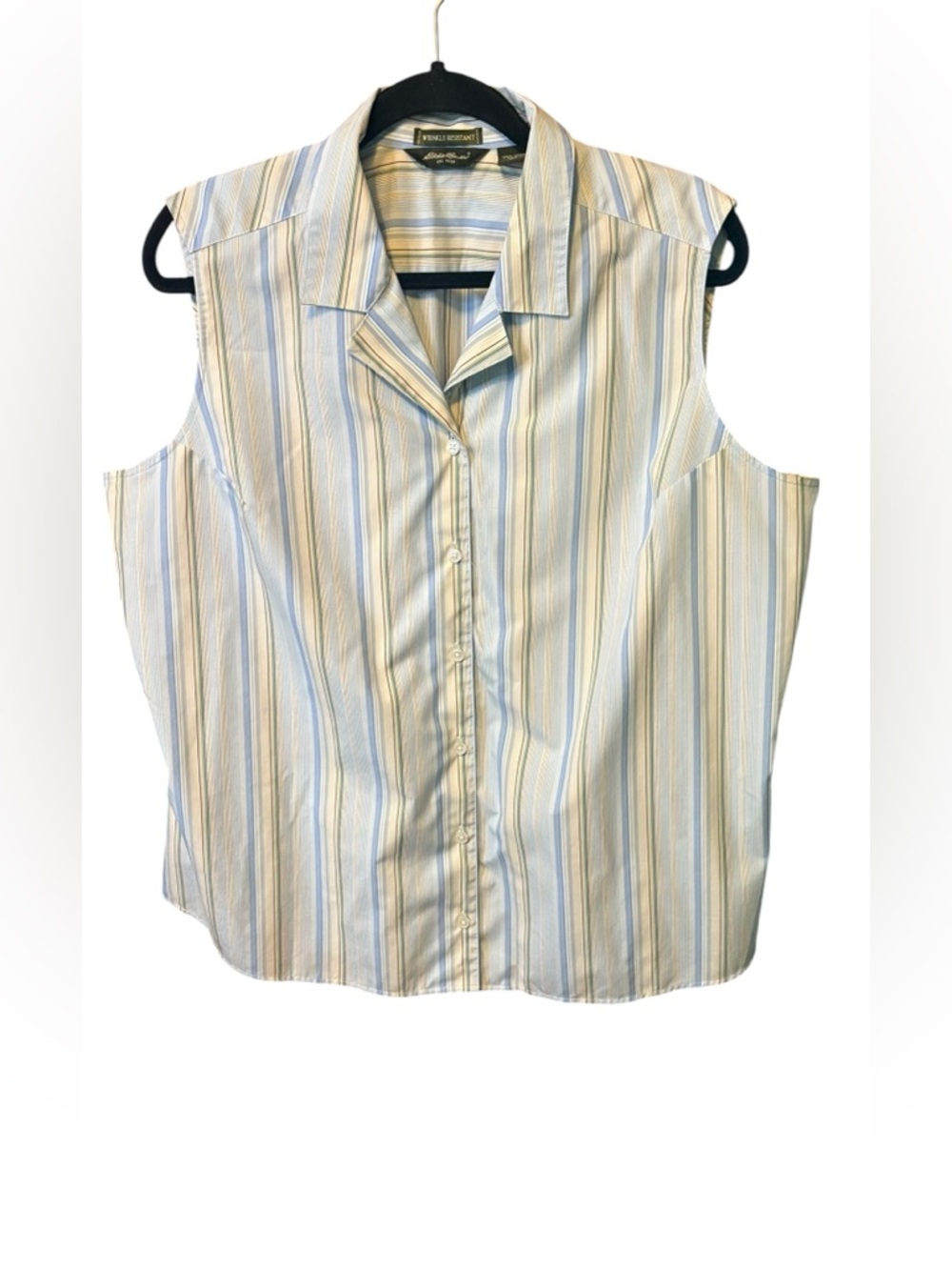 Eddie Bauer Striped Sleeveless Button Down Blouse XXL Office Travel